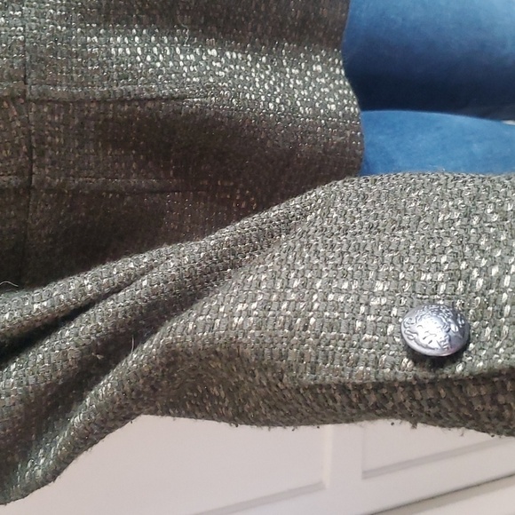 Coldwater Creek Olive Green Textured Tweed Wool Blend ButtonUp Blazer Jacket Sz8 - Picture 5 of 11